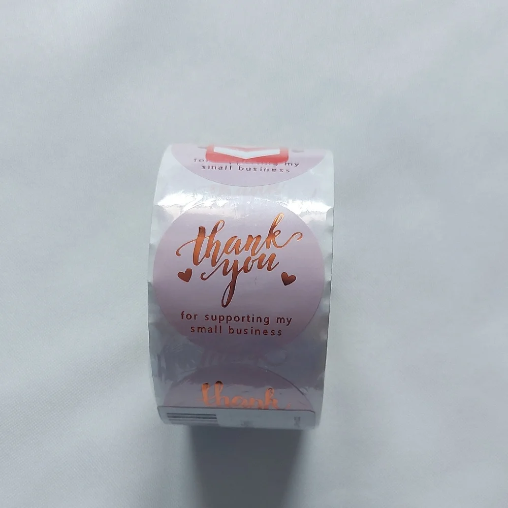 Thank You 100 Stickers Roll‎ - Pink and Gold